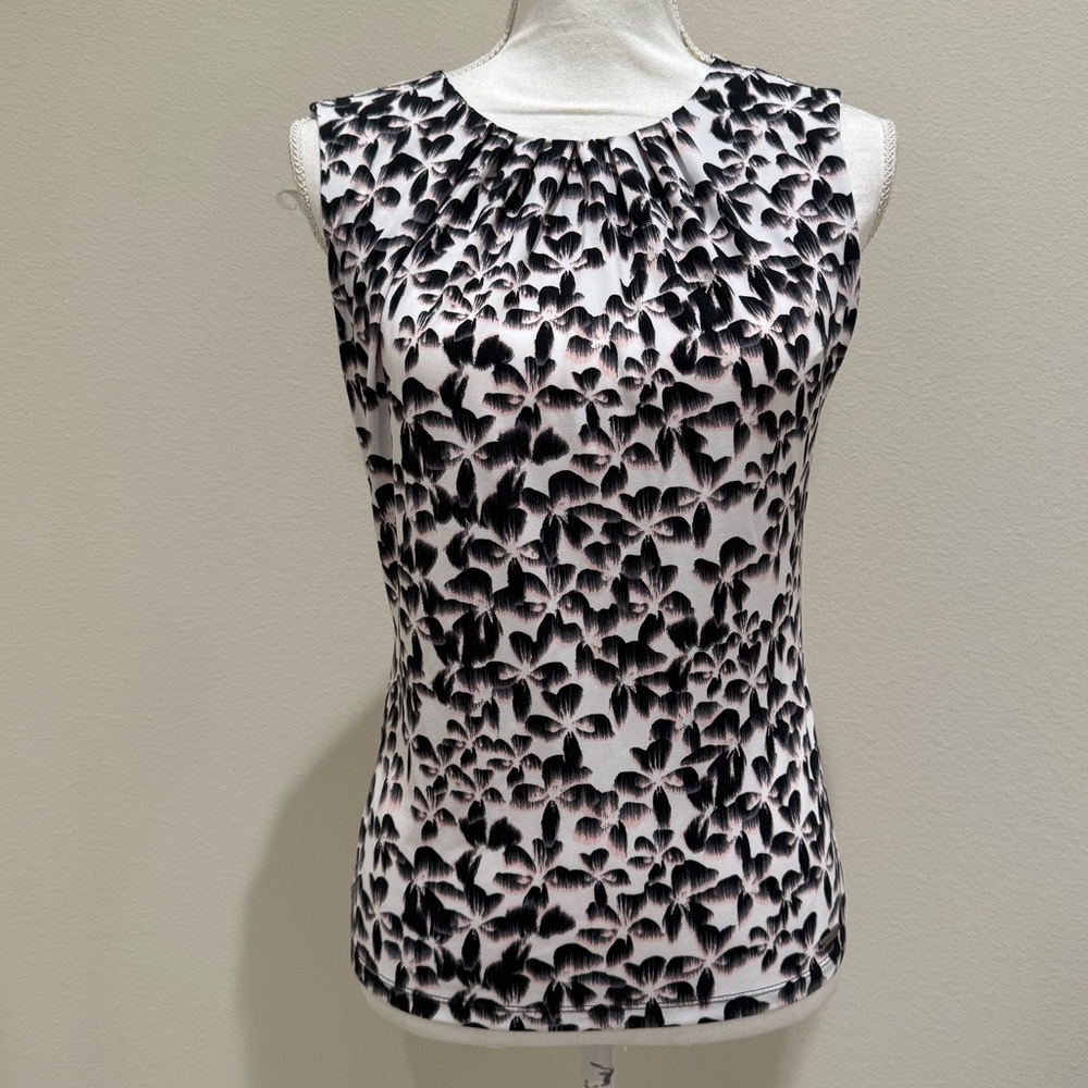 Calvin Klein Sleeveless Pleated Neck Top - S